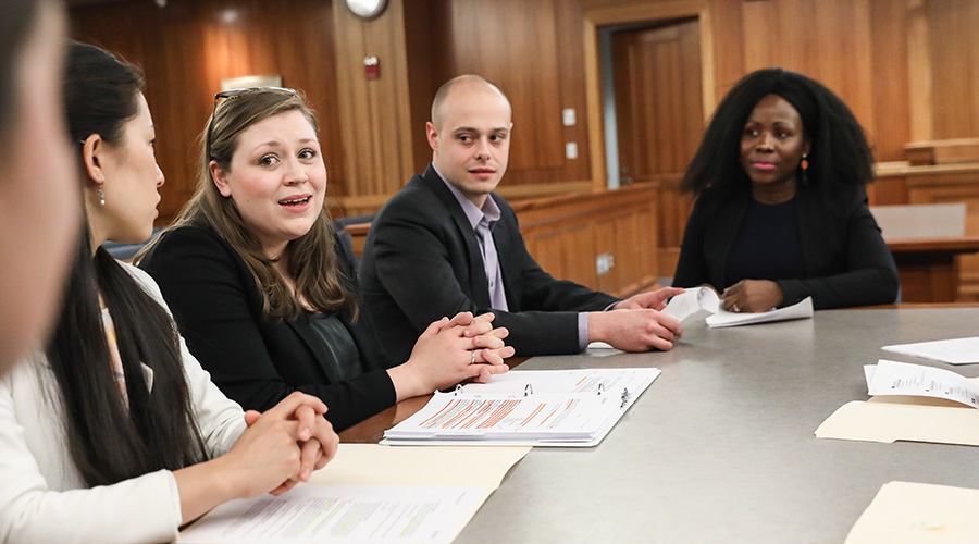 Suffolk Law students in a clinic.